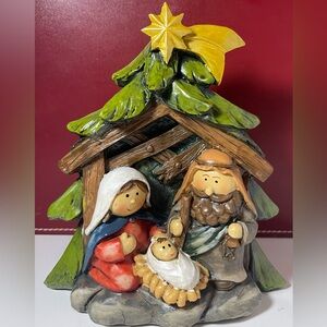 🎄 Cute Christmas Nativity Folk Art Resin Figurine